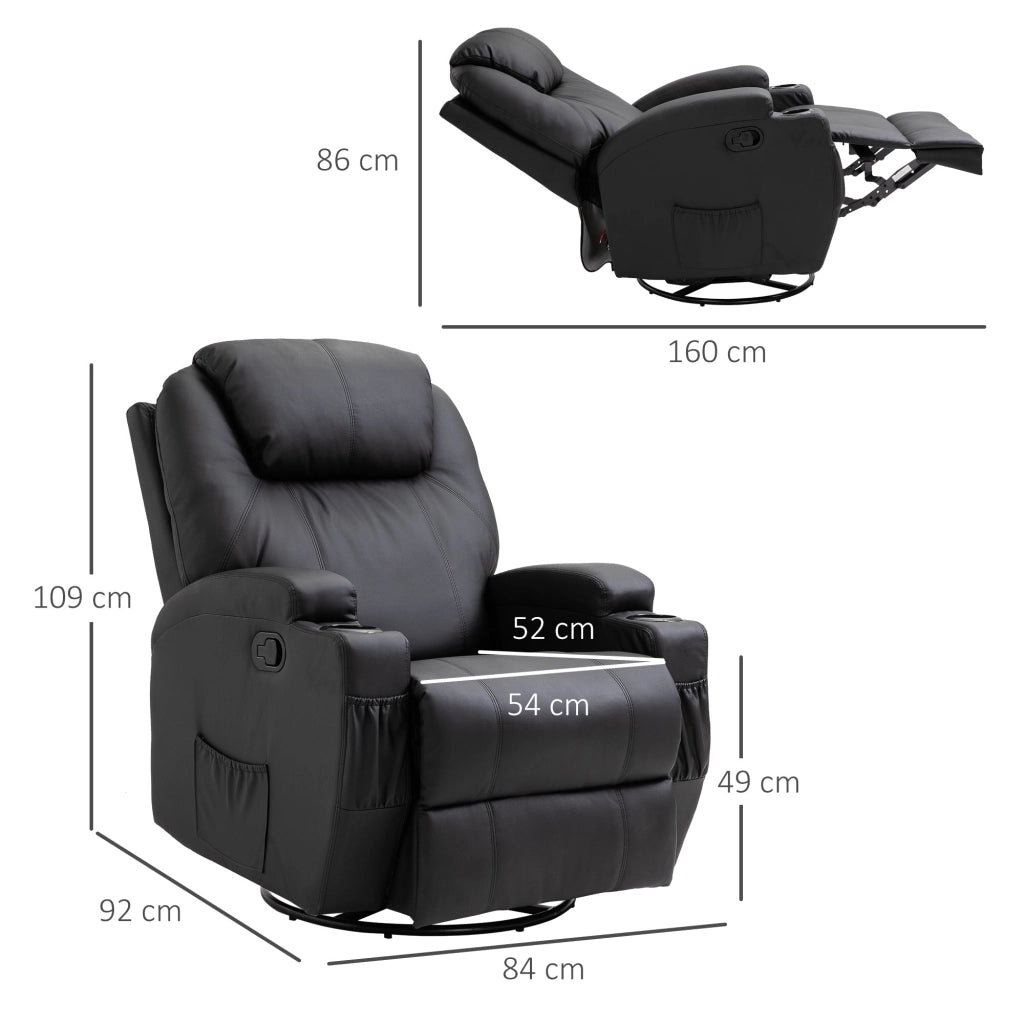 Poltrona Relax Massaggiante 84x92x109 cm in Similpelle Nera