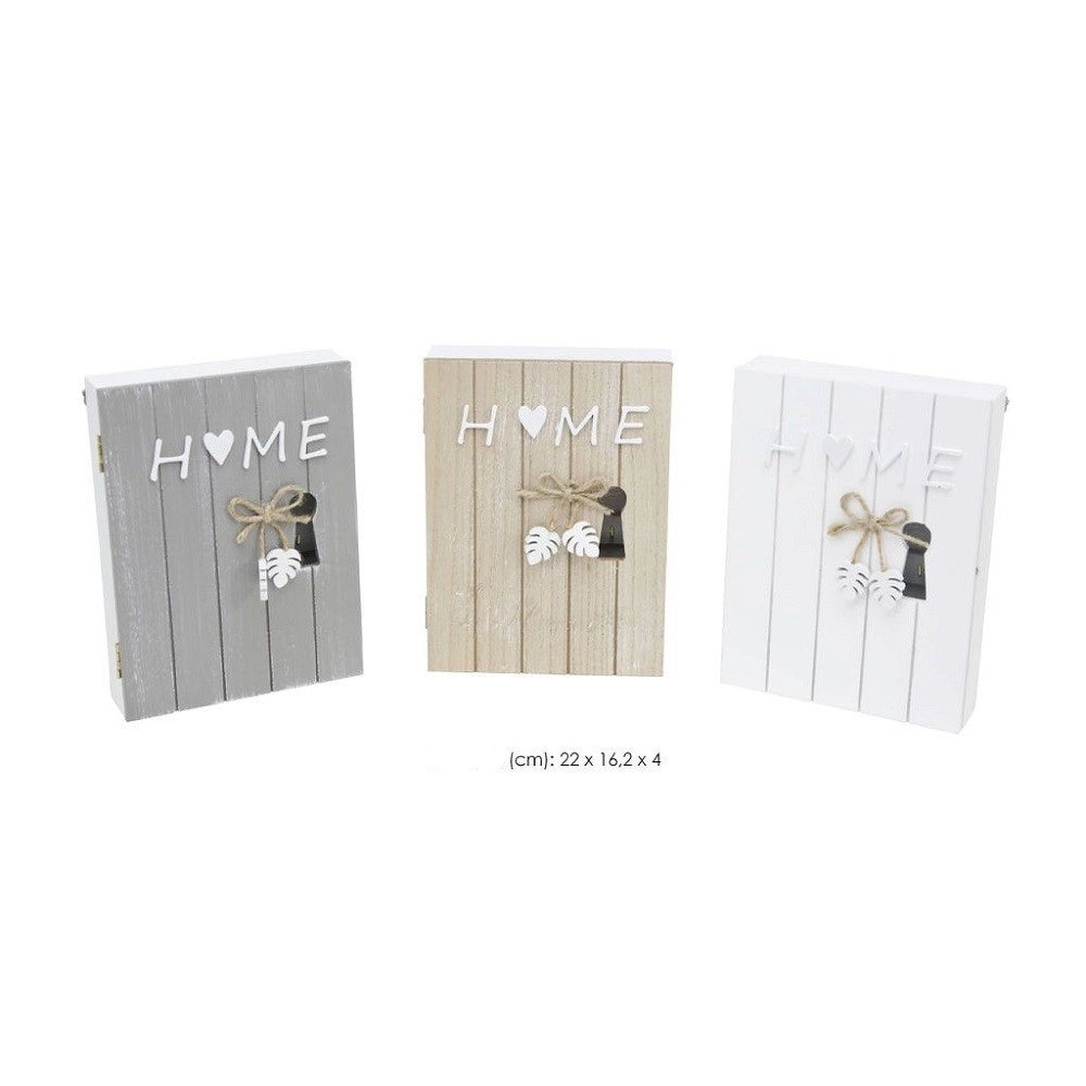 Trade Shop - Pannello Contenitore Box Cassetta Appendi Porta Chiavi In Legno Home Con Fiocco -