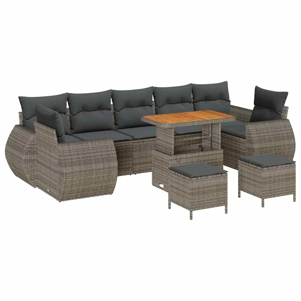 vidaXL Set Divano da Giardino 10 pcs Grigio 90 x 55 x 71 cm