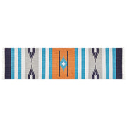Tappeto Kilim multicolore in cotone 80 x 300 cm tessuto a mano a trama piatta reversibile con motivi geometrici e frange, tradizionale Boho, per il soggiorno e la camera da letto.