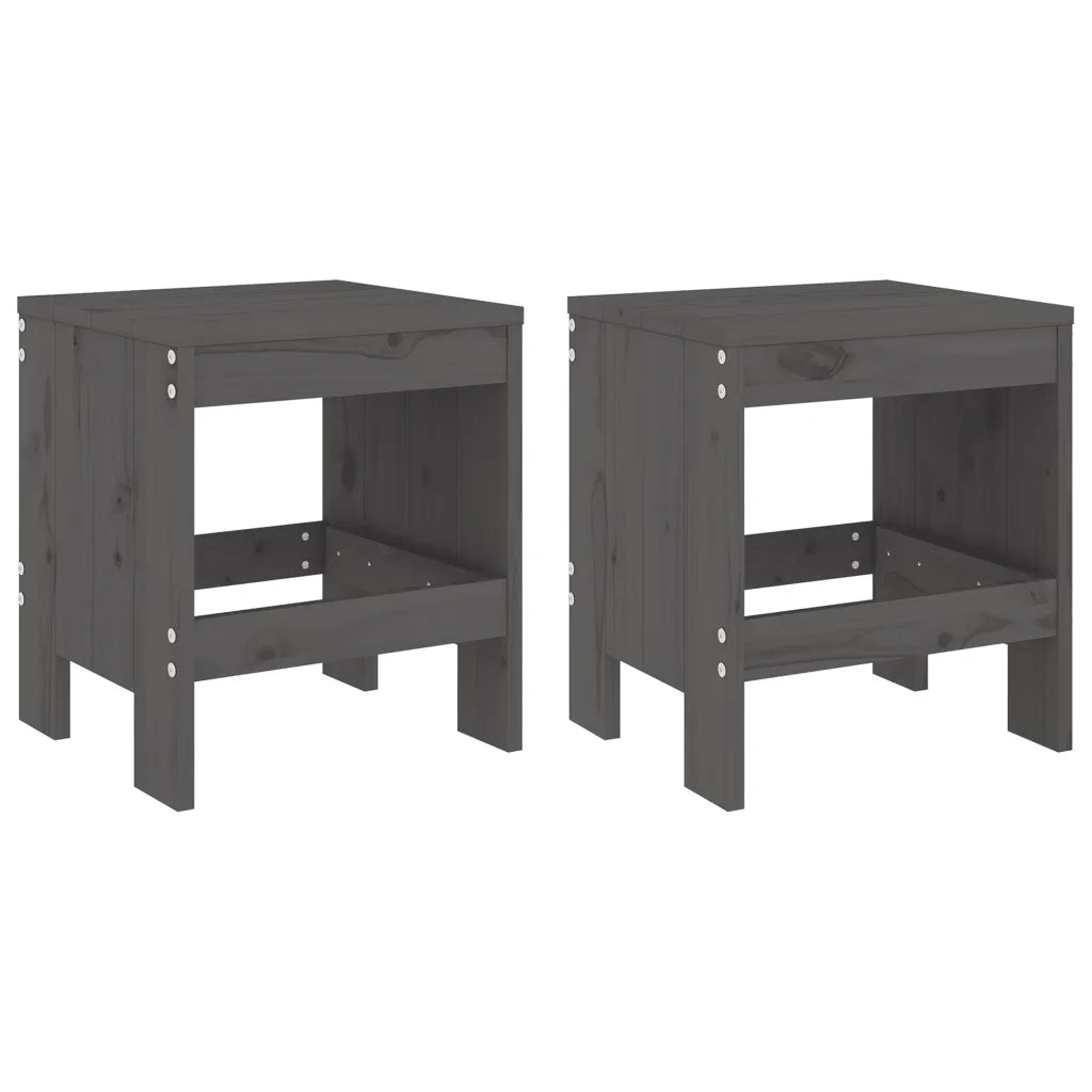 Sgabelli da Giardino 2pz Grigi 40x36x45cm Legno Massello Pino 825340