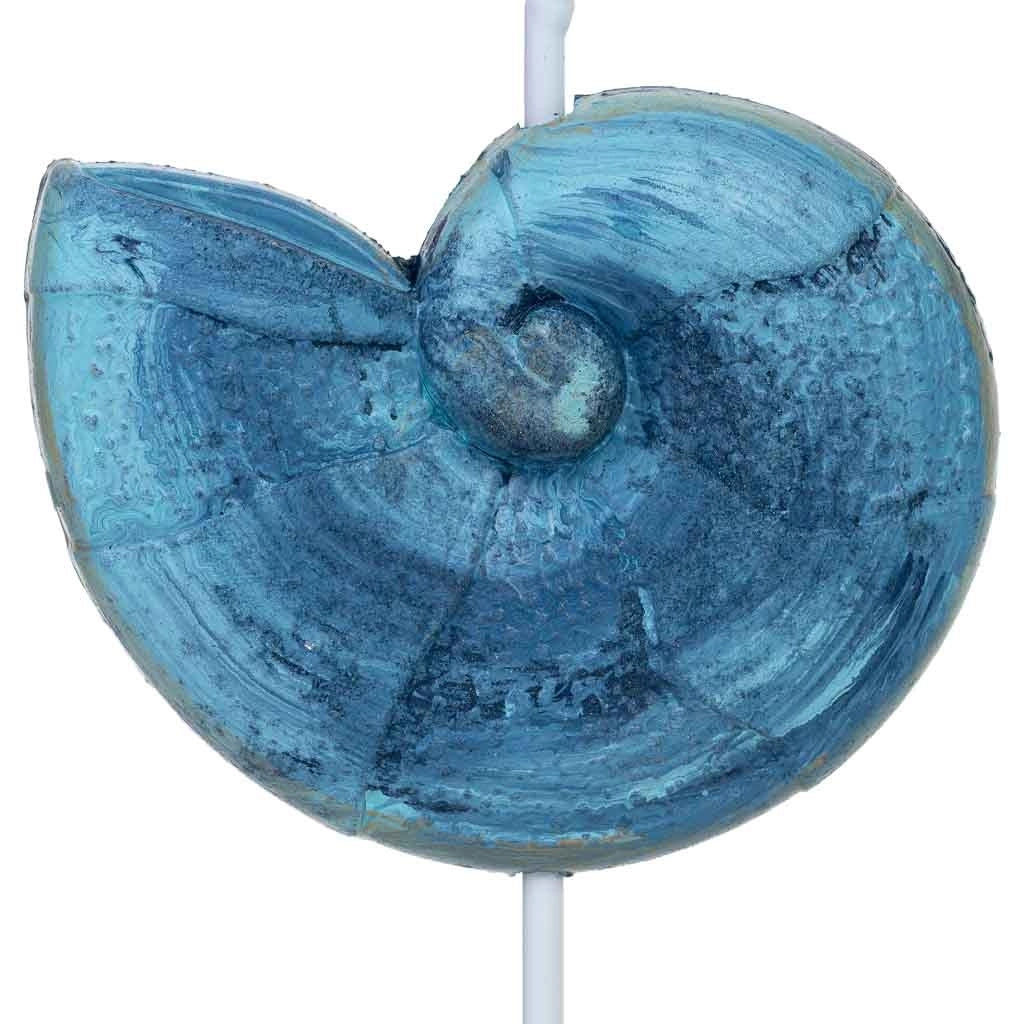 Appendiabiti da parete in legno blu a forma di conchiglia, 10x4x16h cm