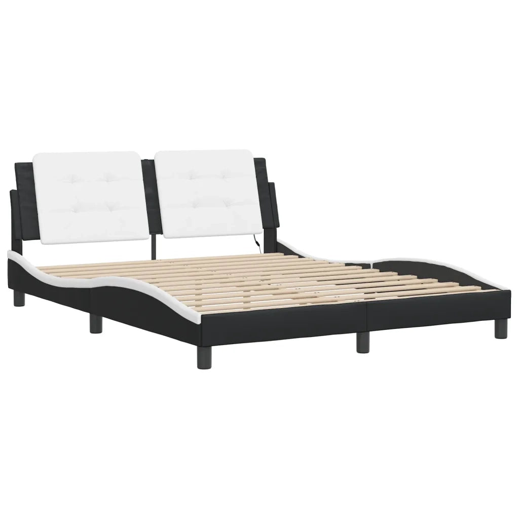 Giroletto con LED senza Materasso-Struttura Letto Zadar Nero e Bianco 160x200 cm