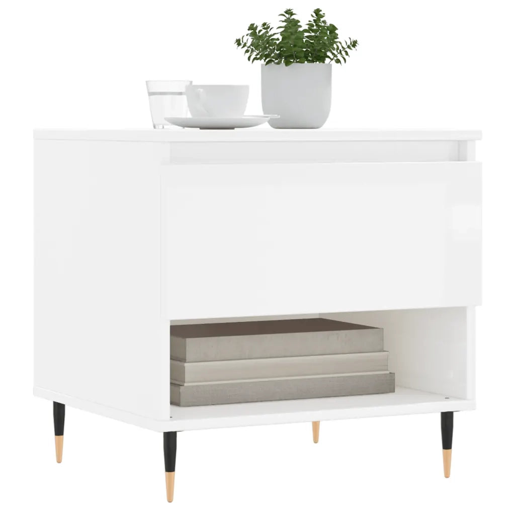 2 pz Tavolini salotto | Tavolino da caff¨¨ | Tavolino da Soggiorno Bianco Lucido 50x46x50cm Legno Multistrato