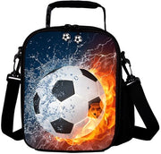 Borse da Packed Lunch, Borsa di Stoccaggio, Borsa Impermeabile Reutilizzabile Portatile, per Ragazzi e Ragazze, Blue Fire Calcio