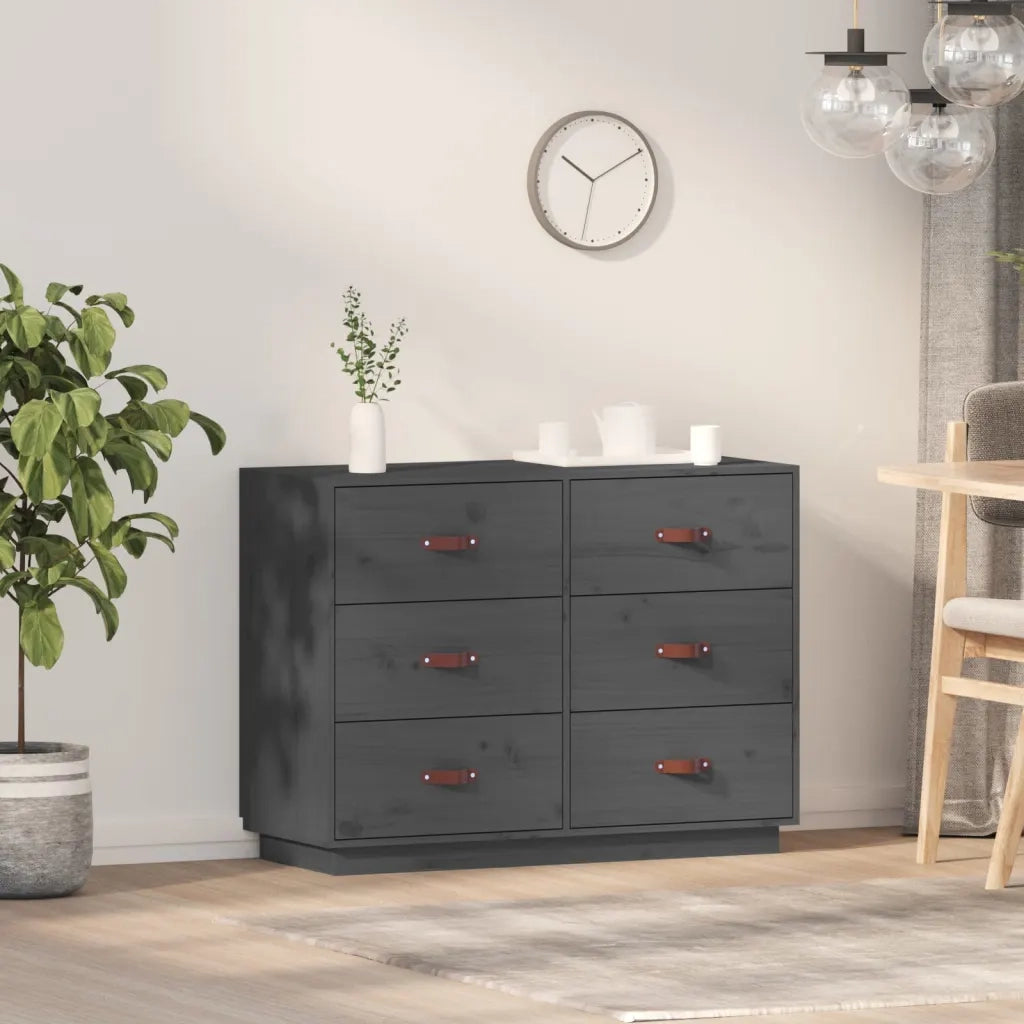 Credenza | Madia | Buffet da pranzo | Armadio da pranzo Grigia 100x40x75 cm in Legno Massello di Pino