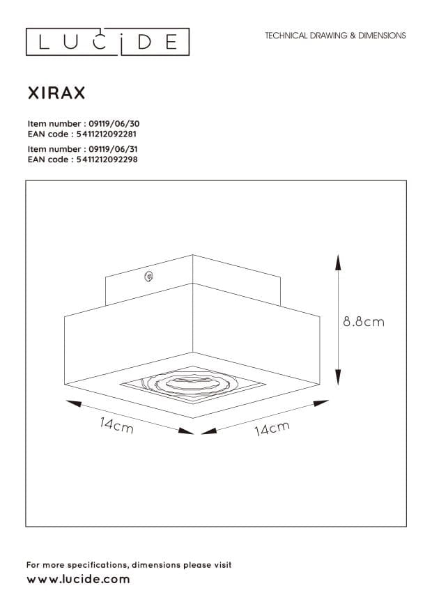 Lucide Xirax faretto soffitto nero GU10 5W 2200-3000K
