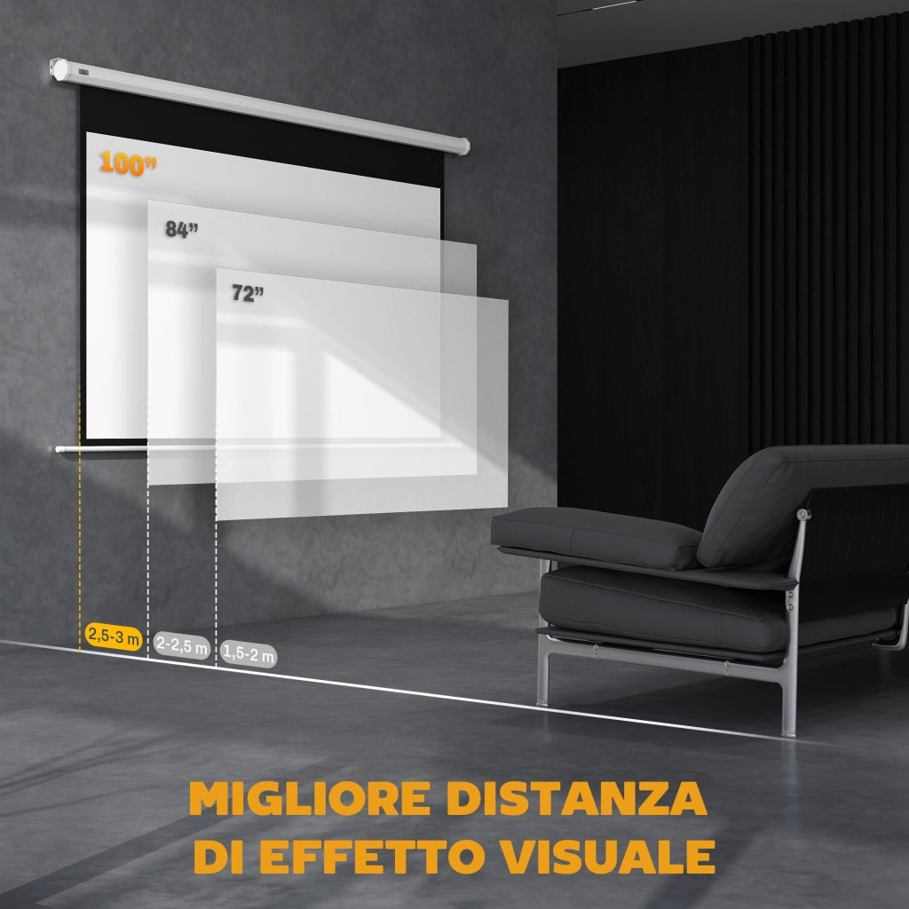 Schermo Motorizzato per Proiettore 100' 16:9 ¨C Xylo ¨C Bianco 251x168 cm con Telecomando