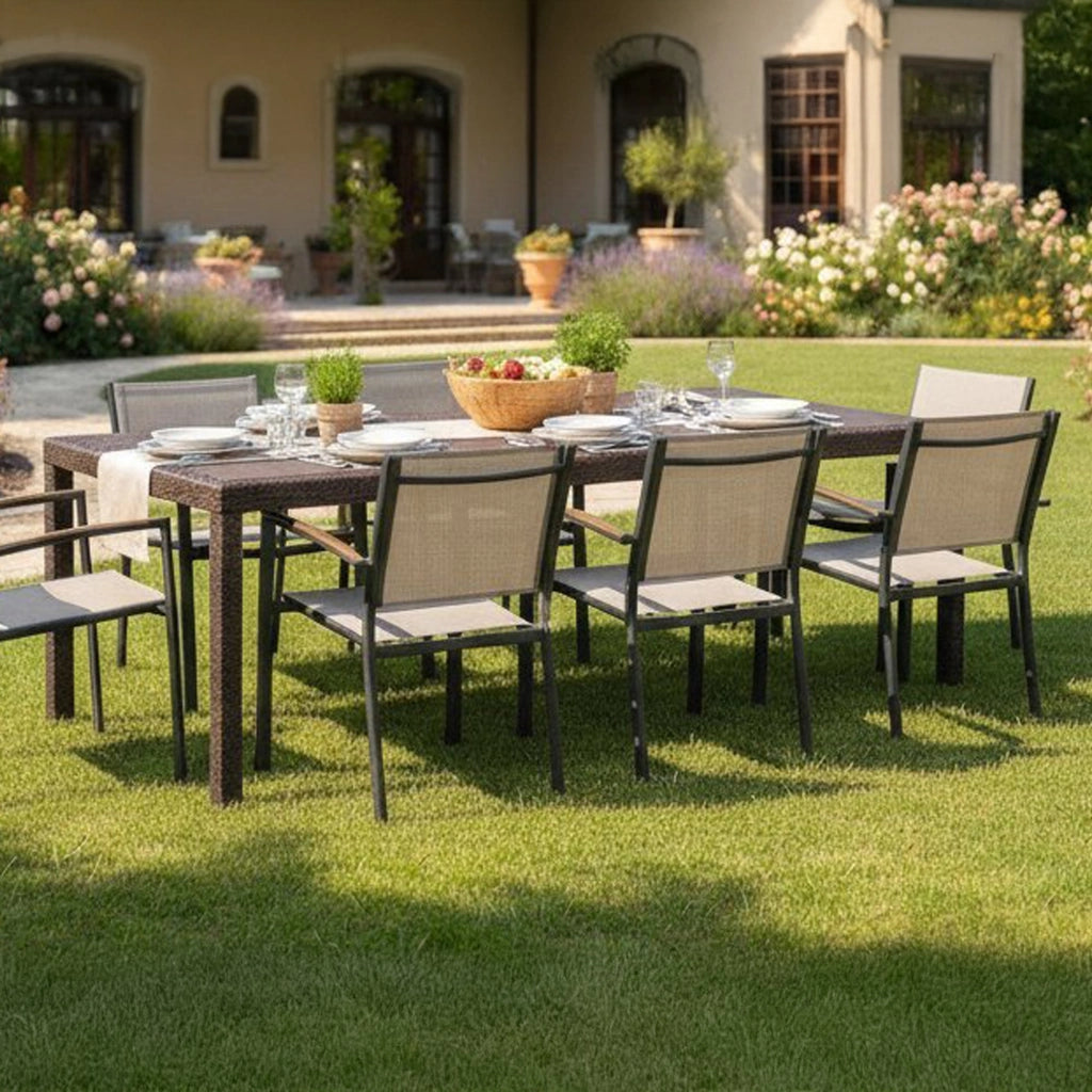 Abbaviva, Tavolo da Esterno 10 Posti Made in Italy, 90x150x72h cm Marrone