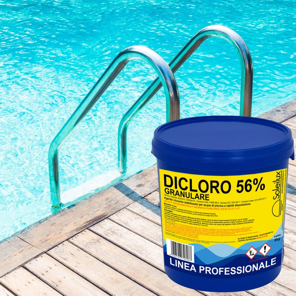 Dicloro Cloro Granulare 56% Rapido per Piscina - 10 kg, Dicloro Stabilizzato