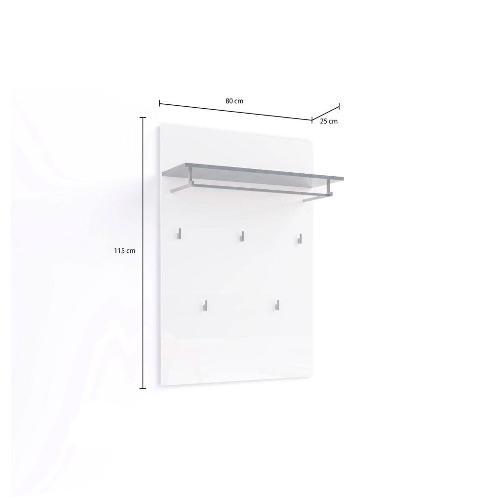 Henry, Appendiabiti 5 Ganci Made in Italy, 26h cm Bianco Lucido