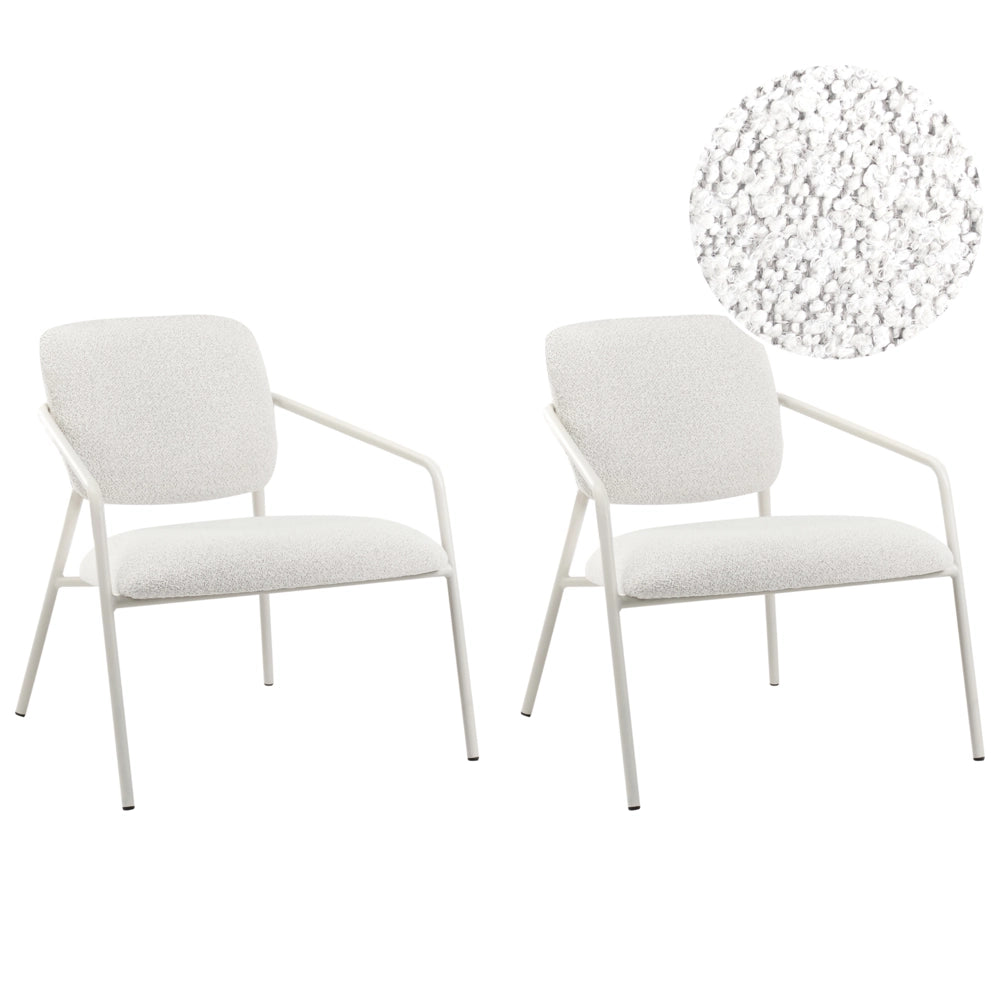 Set di 2 poltrone in tessuto bianco sporco Gambe in metallo con braccioli Soggiorno moderno
