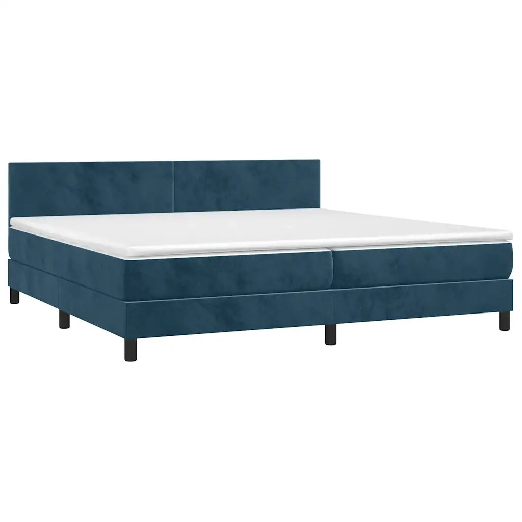 Letto a Molle con Materasso e LED Blu Scuro 200x200 cm 3134307