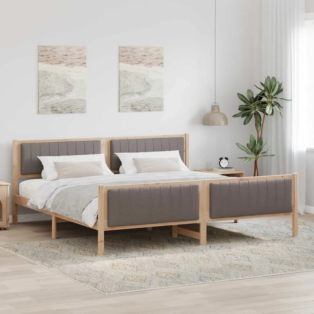 Struttura del Letto con testiera Marrone e taupe 200 x 200 cm
