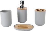 Set di accessori da bagno 4 pezzi - Dispensatore di sapone - Ospite per spazzolino da denti - Bacinella per spazzolino da denti - Contenitore per sapone - Sostenibile e elegante - Set da bagno