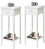 Set di 2 comodini sottili con cassetto e tavolo per telefono - ideale per spazi piccoli 25 x 25 x 70 cm bianco TMJ417W-2