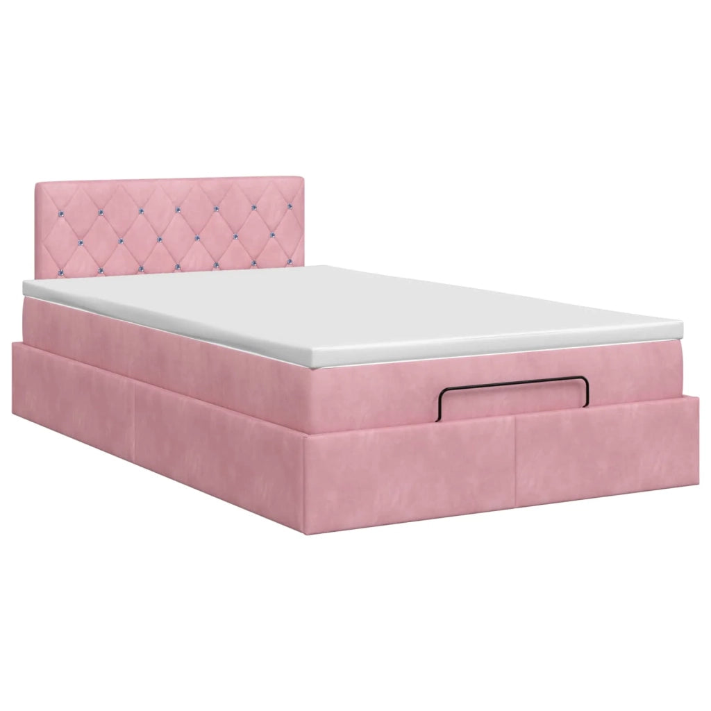 Letto ottomano con materasso Rosa 120 x 200 cm Velluto 3457646
