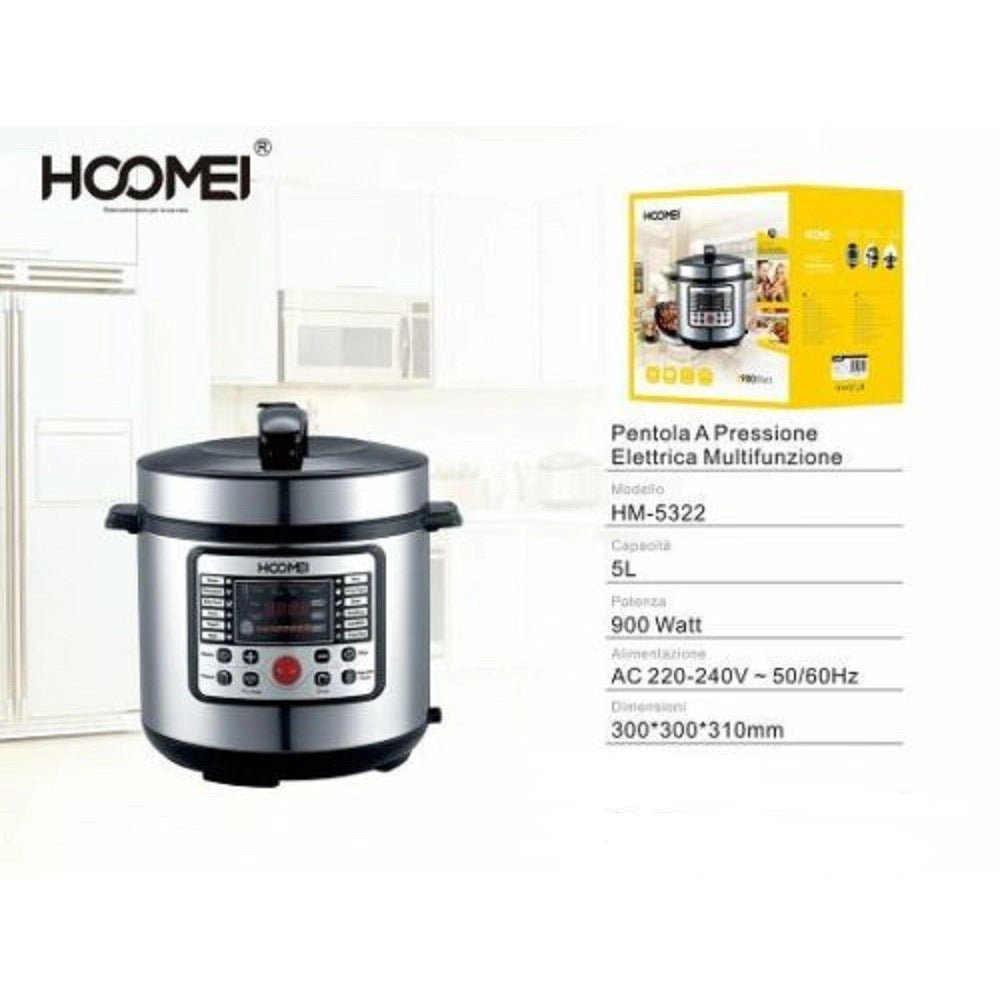 Trade Shop - Pentola A Pressione Elettrica Multifunzione 900w 5lt Antiaderente 12 Cotture -