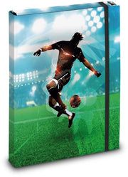 Notatino di classe con tema DIN A4 - cassa per notatini e ritagli con elastico - per bambini, adolescenti, studenti, ragazze (tema calcio)