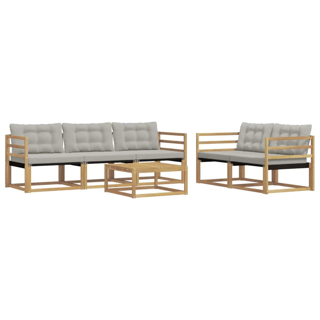 Set di divani da esterno 6 pz Bianco e Grigio Chiaro 3388409