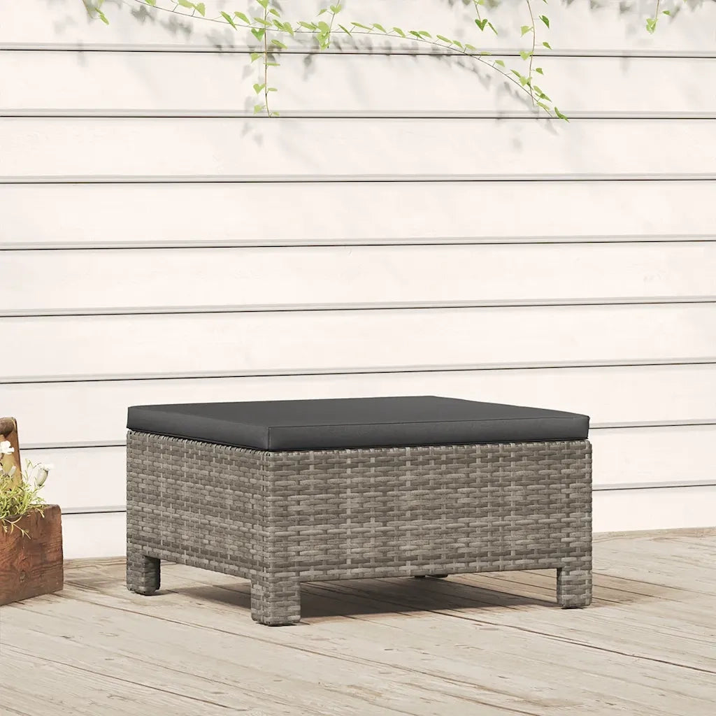 Poggiapiedi da giardino con cuscino grigio in polyrattan CFW2334129