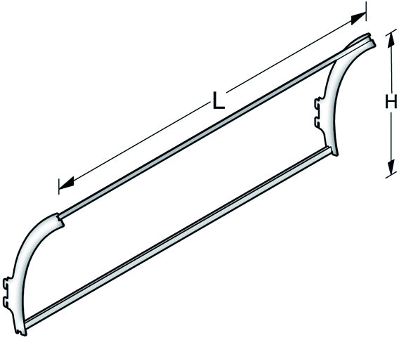 TELAIO PER VELETTA CONCAVA cm. 100x40 h Col. Bianco RAL9001
