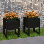 Fioriere 2 pz Nero 40x40x52,5 cm in Legno Massello di Pino 822116