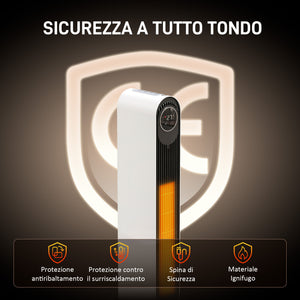 Termoventilatore in ABS e PTC da 2000W con Telecomando Oscillazione e Timer 30x22x82.5 cm Bianco