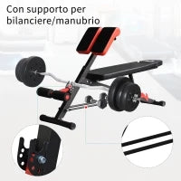 Panca Piana Palestra, Panca Pesi Regolabile per Allenamento a Casa, Panca Palestra Multifunzione con 1 Regolazione Piana e 2 Reclinazioni, 4 Regolazioni del Piede, Nero