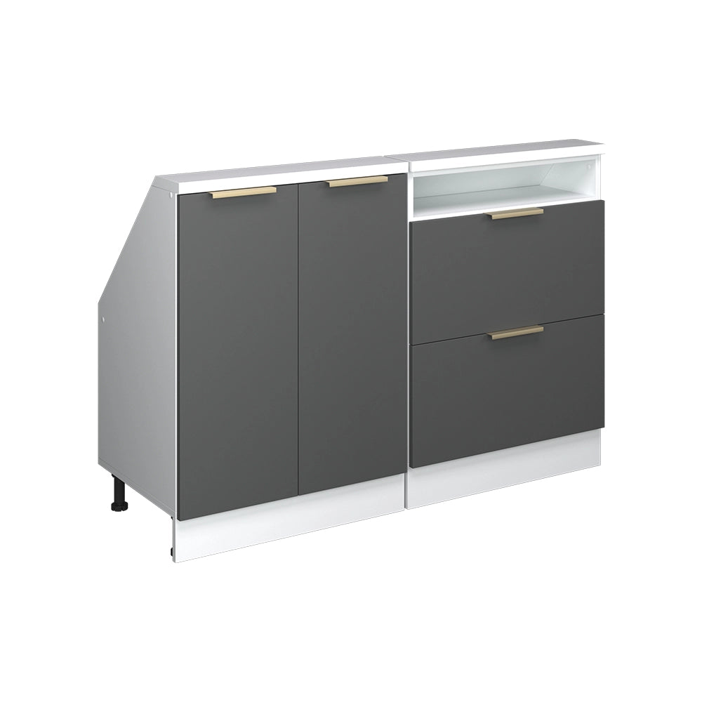 Set di mobili sottotetto Rion Antracite-oro/Bianco 120 cm Set di 2 Vicco