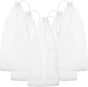 5-delig voedernet con corda di traino, sacchetti di rete riciclabili per cibo per uccelli, sacchetto alimentare appeso, bianco, 28x12cm, ideale per giardino e cortile