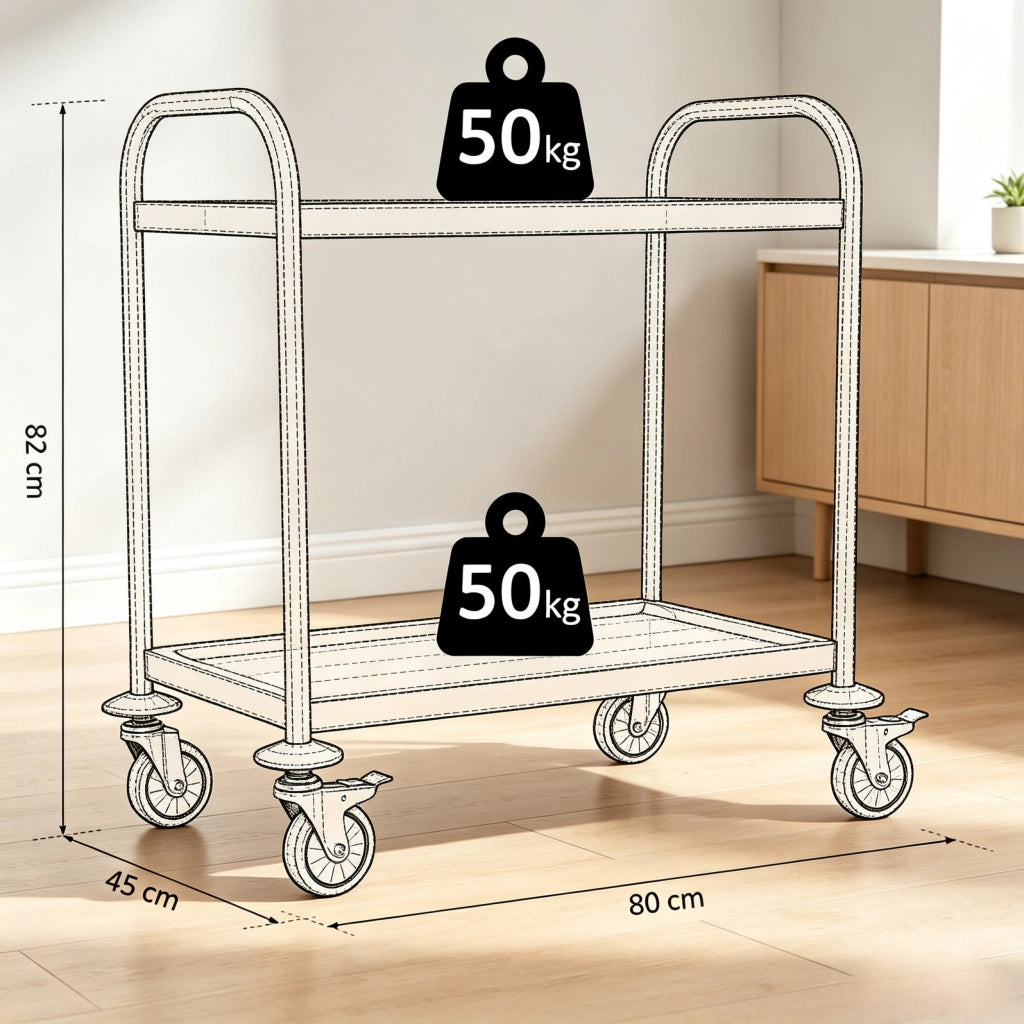 CARRELLO DA CUCINA 80x45x82 cm Grigio in Acciaio Inossidabile Cromato