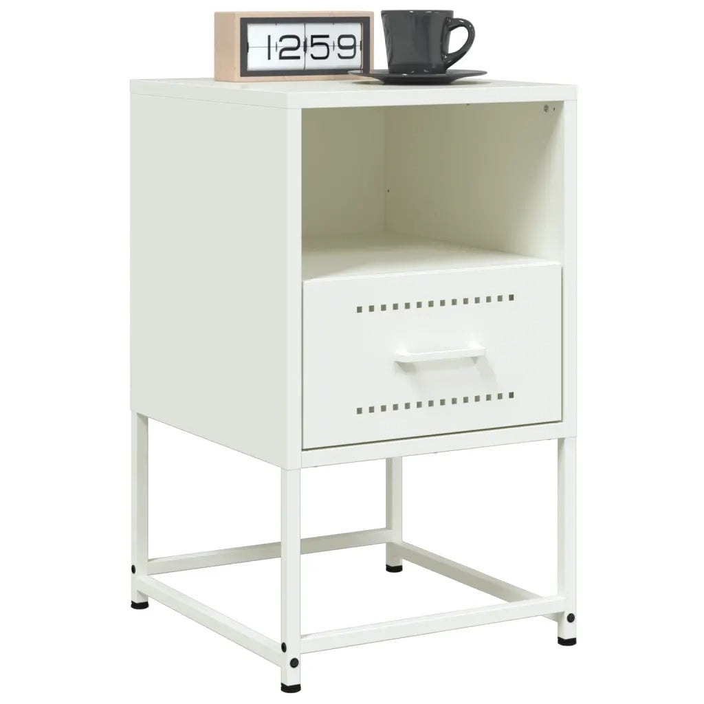 Comodini 2 pz-Set di 2 Tavolino da notte Bianchi 36x39x60,5 cm in Acciaio 549597