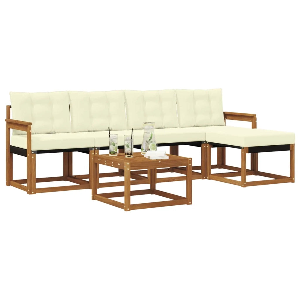 Set di divani da esterno con cuscino 6 pcs Naturale e Crema
