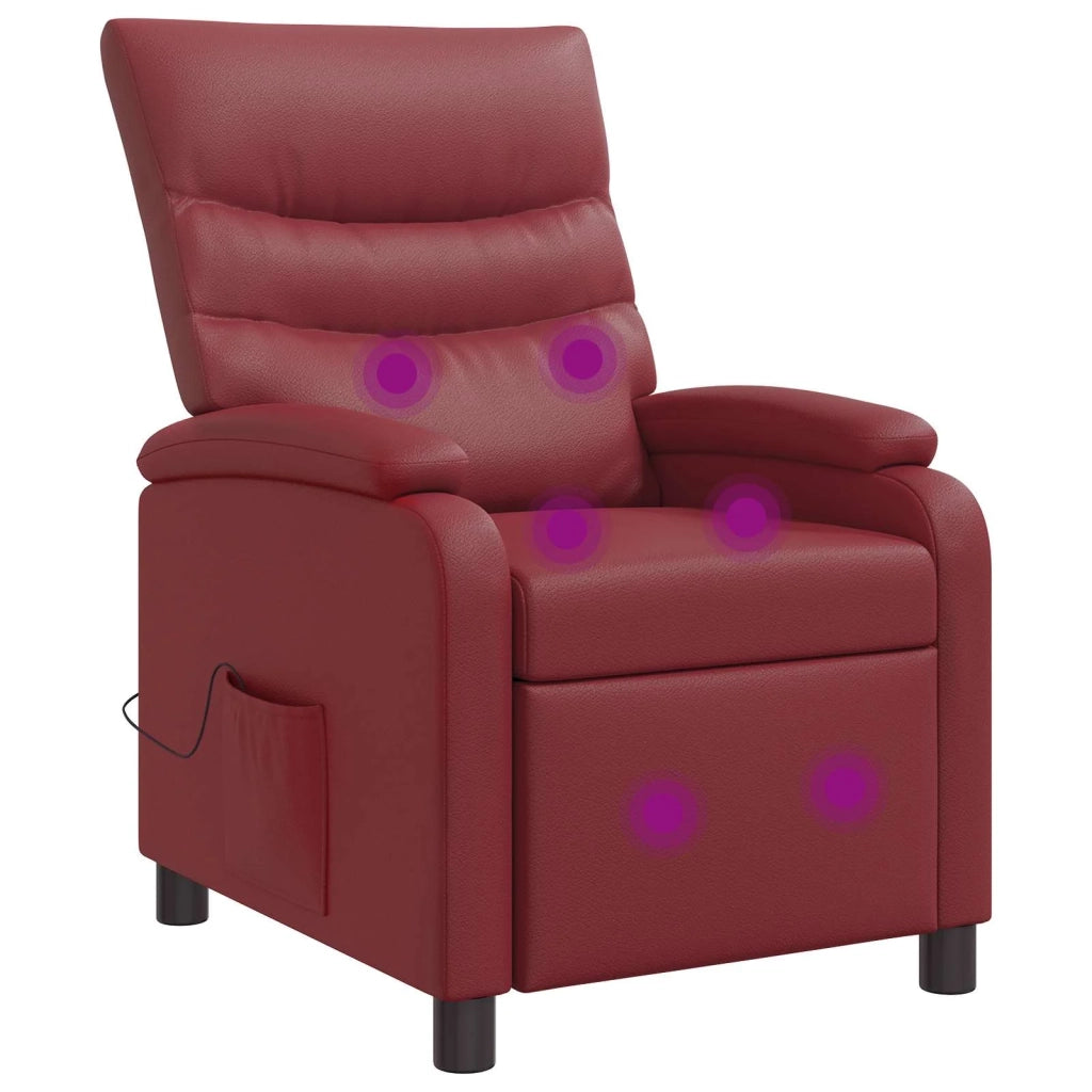 Divano Sedia-Poltrona Massaggiante Rosso Vino Similpelle 773721