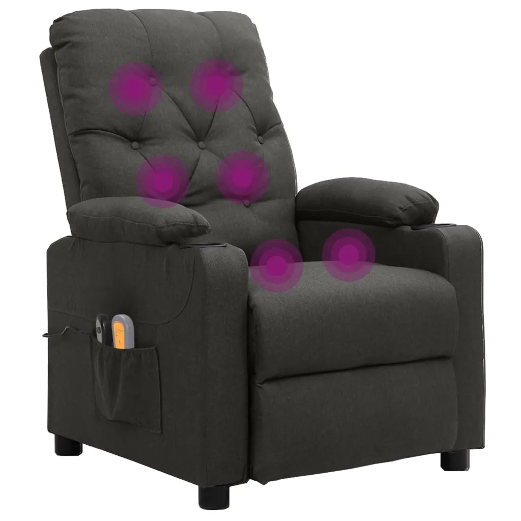 Poltrona Massaggiante Elettrica Grigio Scuro in Tessuto 3098852