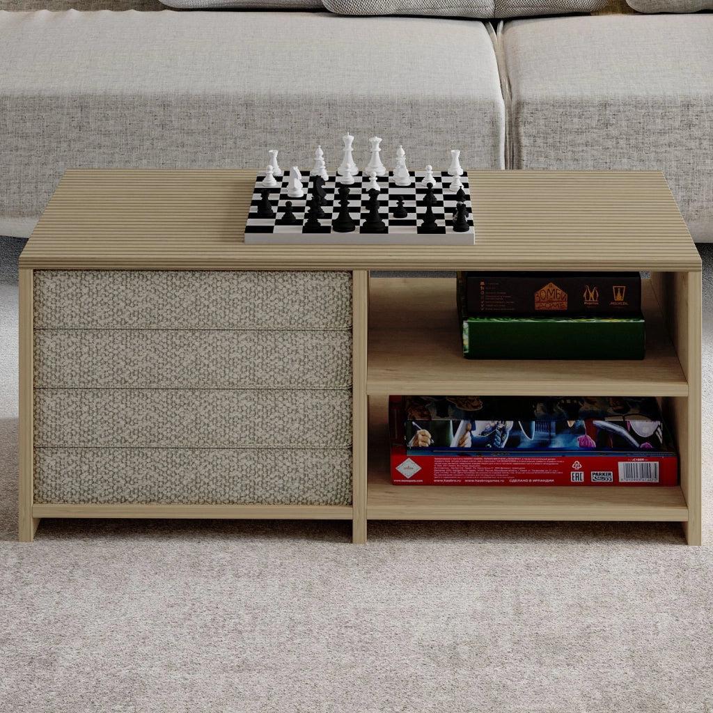Tavolino in legno "Gord" - 90 x 45 x 44 cm - Beige