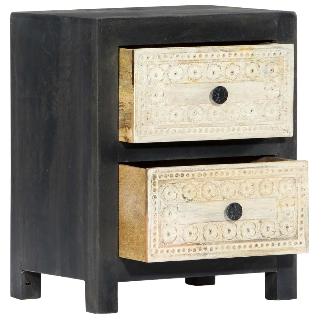 Comodino/cassettiera/armadio/mobile per camera da letto in legno di mango grigio intagliato a mano 40x30x50 cm 1402036