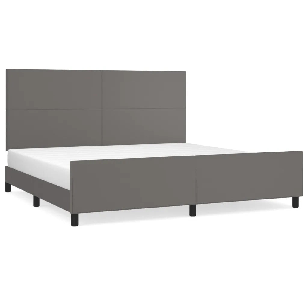 Giroletto con Testiera-Struttura Letto con testiera Grigio 200x200 cm in Similpelle 757277