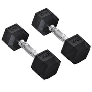 Set di 2 Manubri Esagonali da 4 kg con Presa Antiscivolo e Rivestimento in Gomma Nero