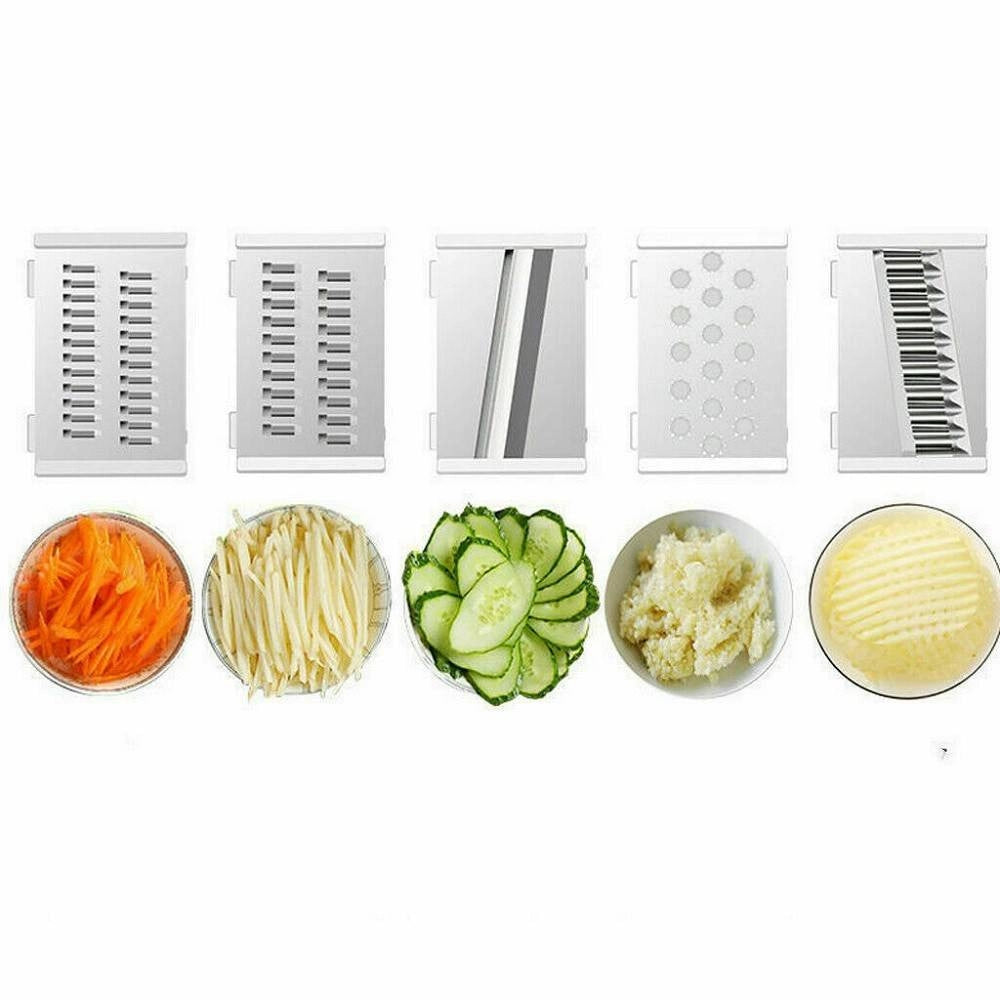 Trade Shop - Affettatrice Manuale Taglia Verdure Affetta Cestello Cucina Grattugia 6 In 1 -