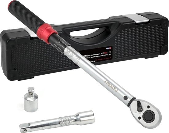 Chiavi ingranaggi a momento da 1/2 pollice 20-220 Nm per auto - set da 3 pezzi con estensione - adattatore 3/8 per camion