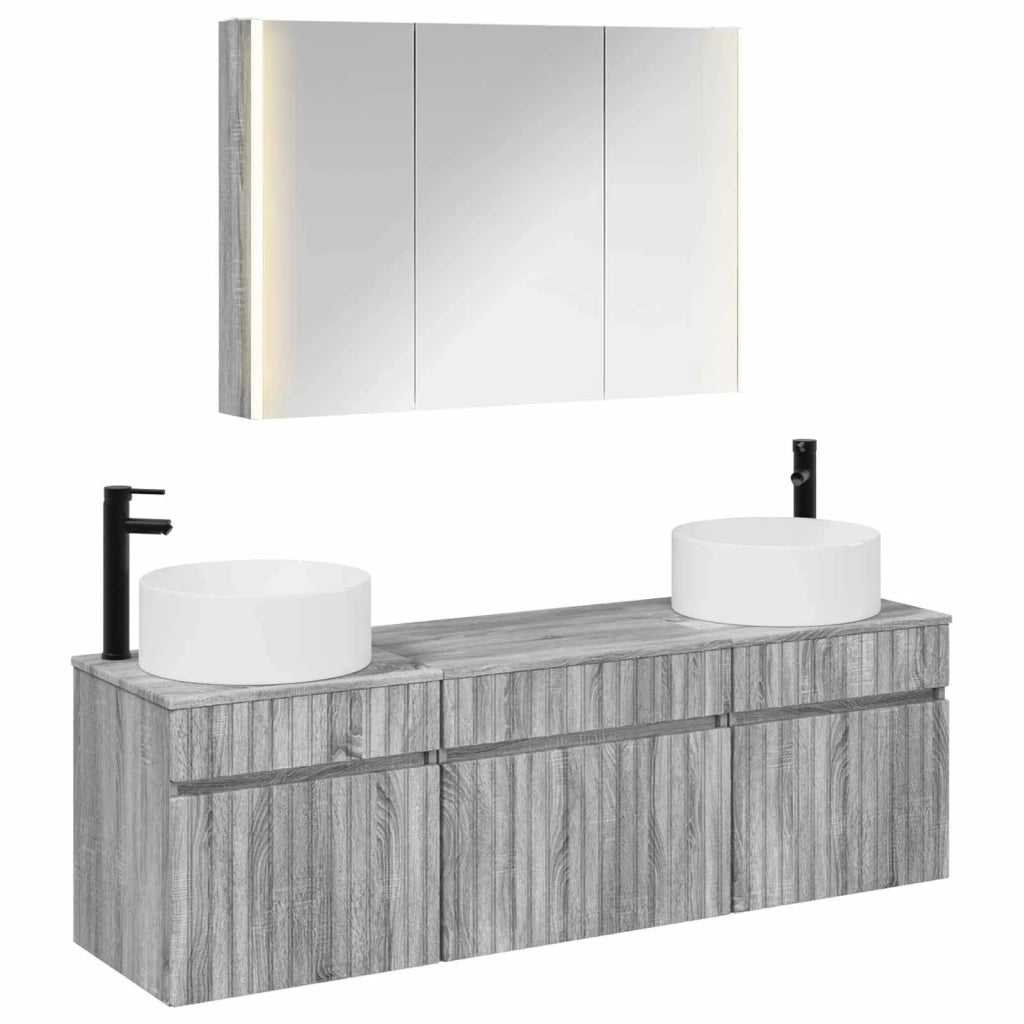 Set di Armadi da Bagno 4 pcs Sonoma grigio 103,5 x 15,5 x 70 cm 3406668