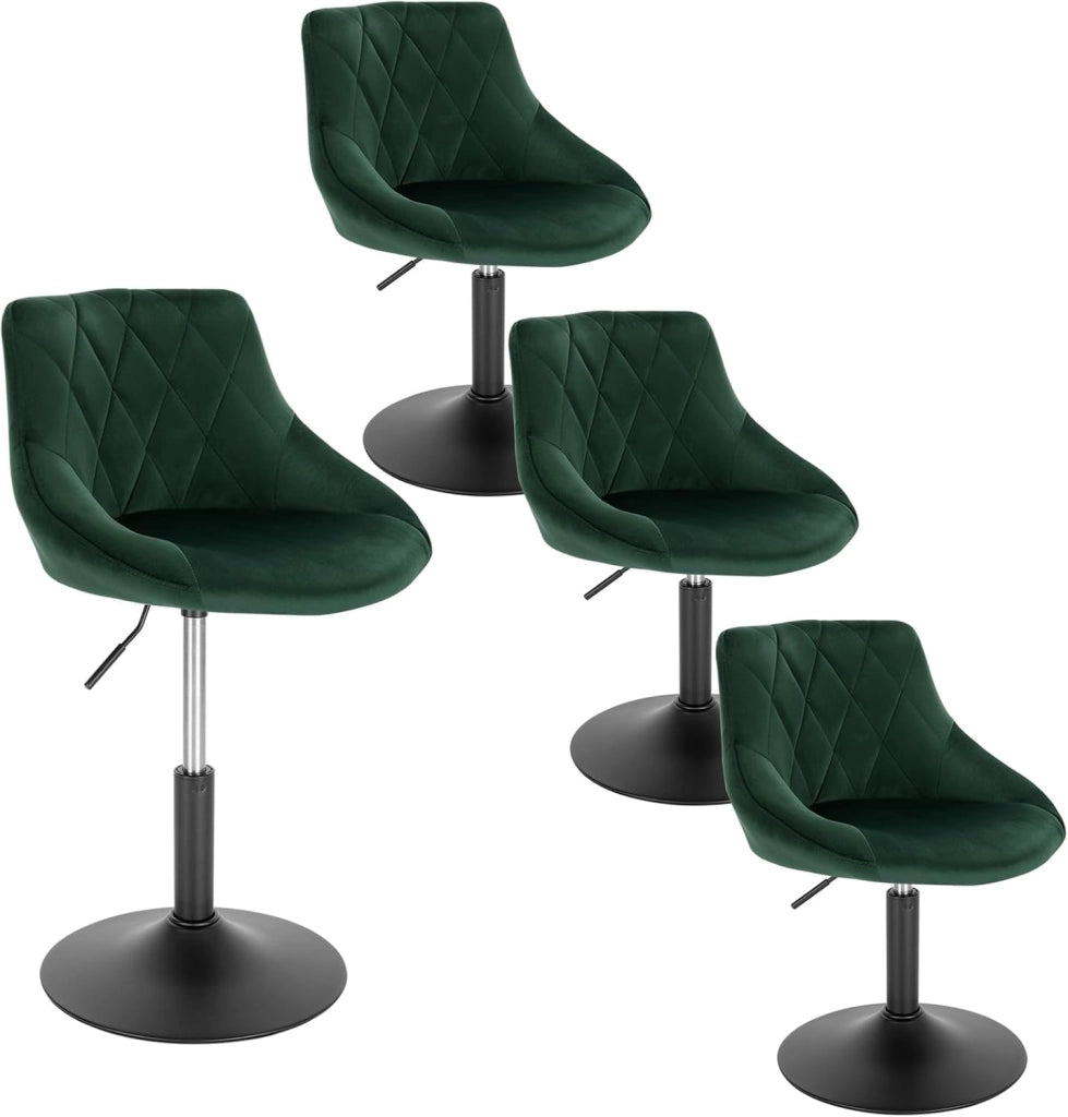 Set di 4 Sedia Cucina con Schienale in PU, Girevoli e Regolabili in Altezza, l'altezza può essere regolata tra 42-58 cm, Nero, BH241sz-4