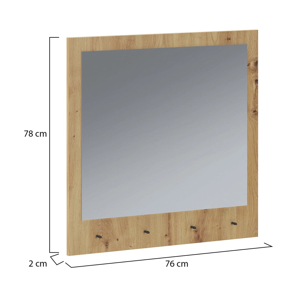 Cherasco, Specchio Forma Rettangolare, 78x76h cm Marrone Rovere Nodi