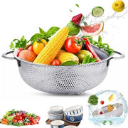 Zecla di acciaio inossidabile, setaccio per cucina con maniglie, diametro 28 cm, setaccio per cucina in acciaio inossidabile, setaccio con maniglie, setaccio metallico per cucina, setaccio per cucina, setaccio per verdure, riso e verdure