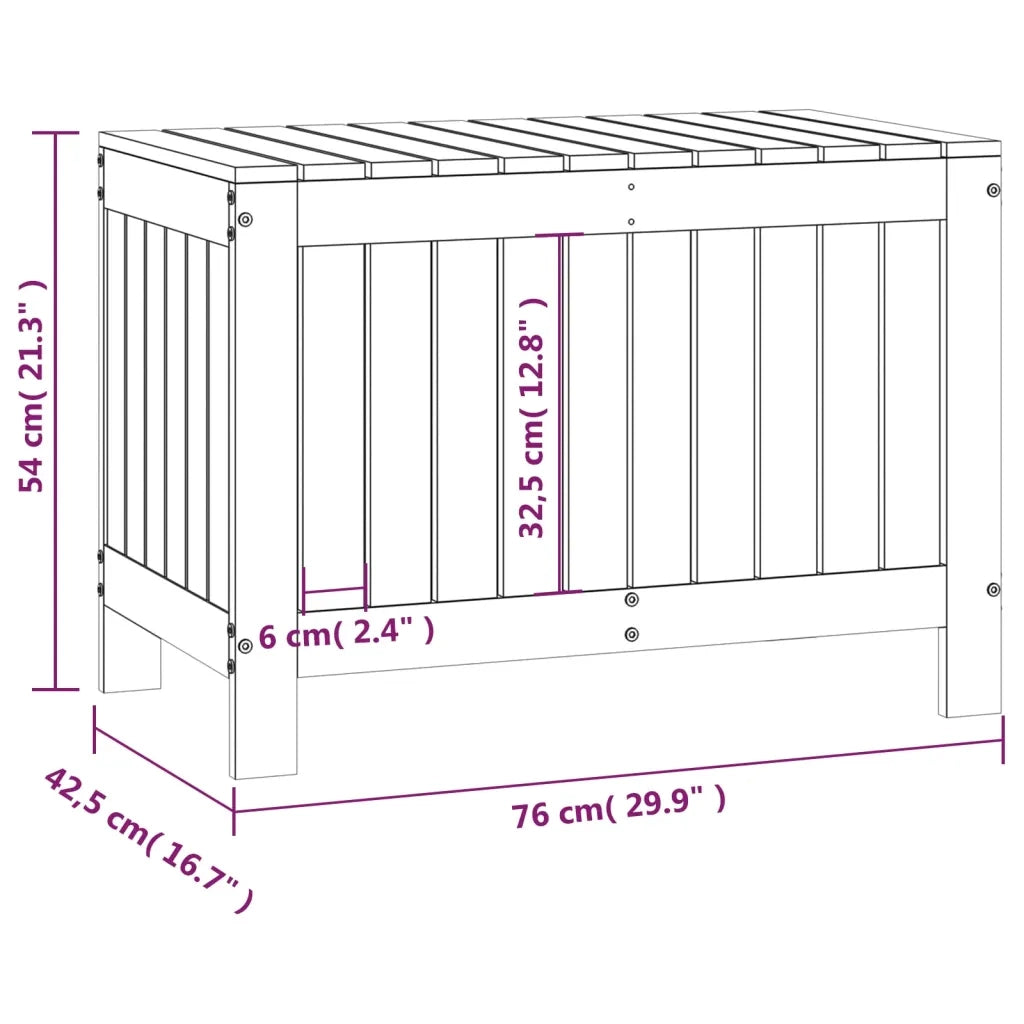 Contenitore da Giardino Nero 76x42,5x54 cm Legno Massello Pino 823826
