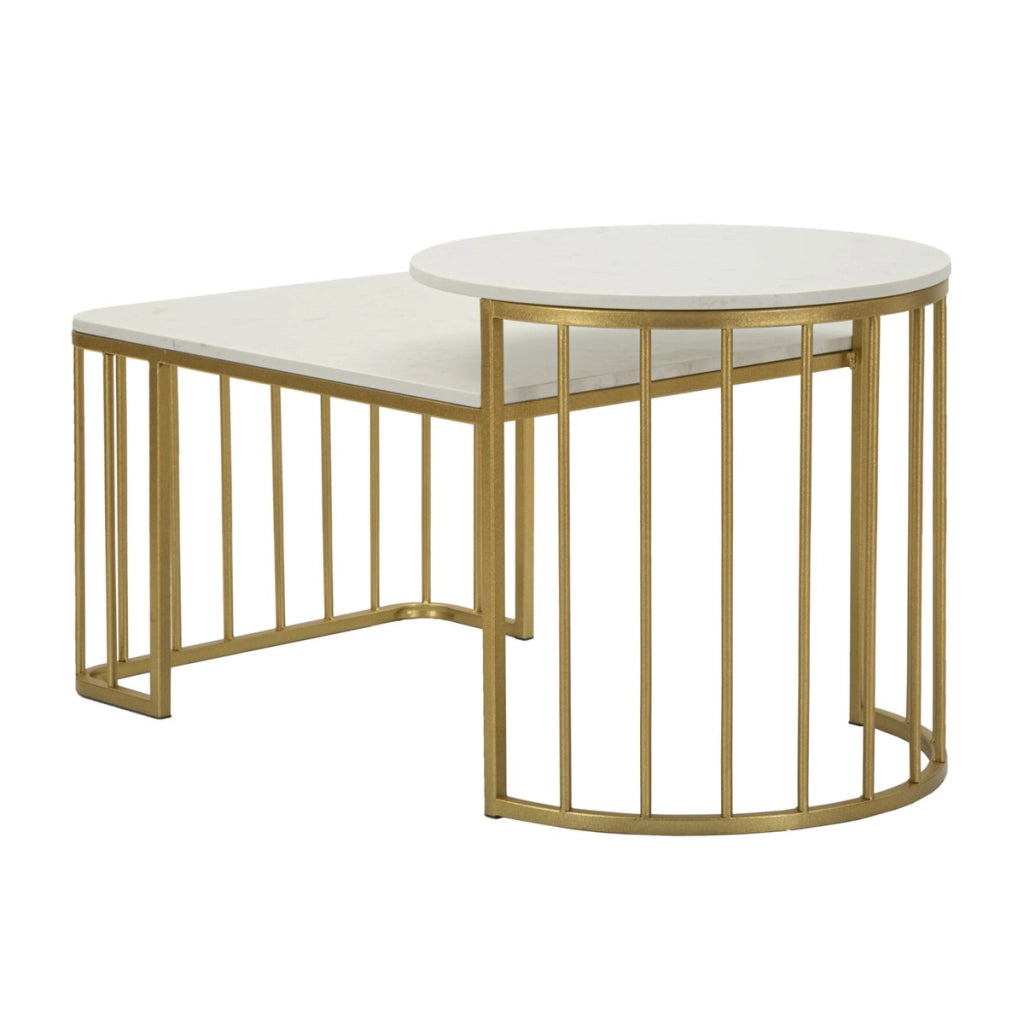 Tavolino VKH792, Oro, Metallo, 90x50x50 cm