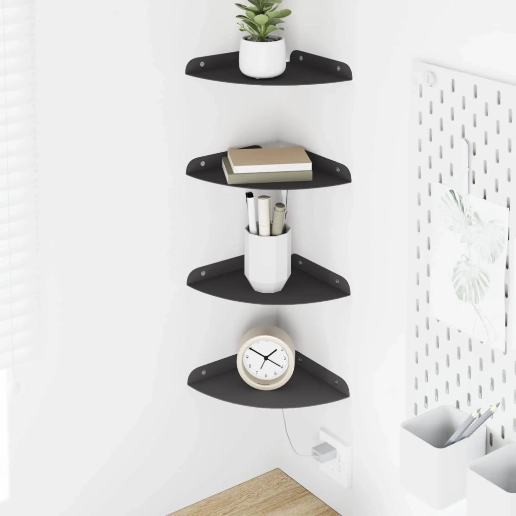 4 pz Mensola | Ripiano | Scaffale sospesa con lo scaffale Nero 18 x 18 x 2 cm