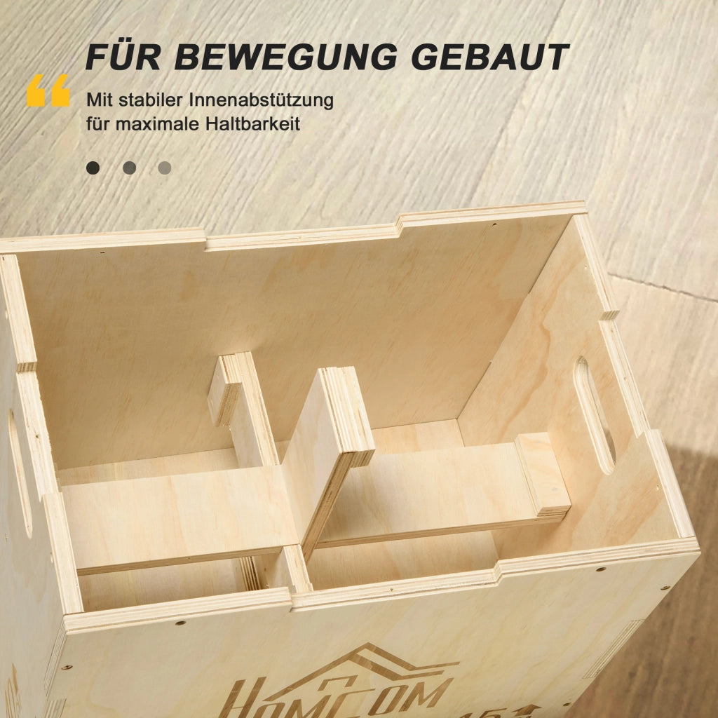 Plyo Box in Legno con Maniglia per Allenamento ¨C zephmum ¨C 45x40x60 cm, Naturale